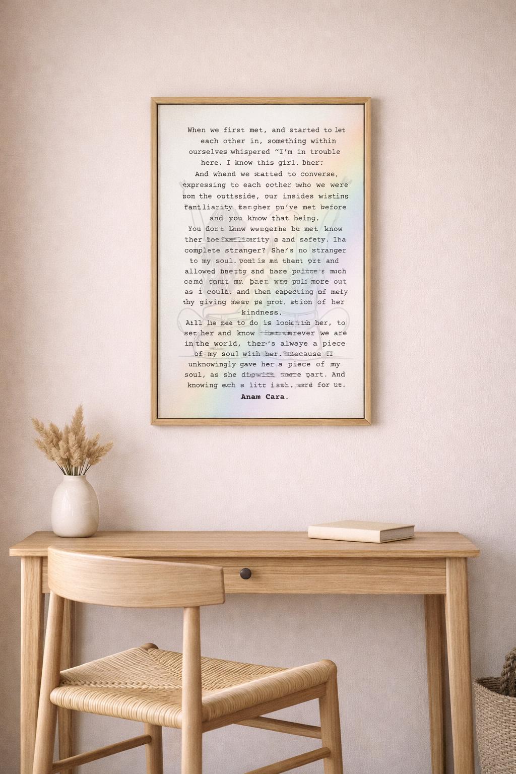 Anam Cara – Soul Recognition Poem Print, A Quiet Love & Safe Connection ...