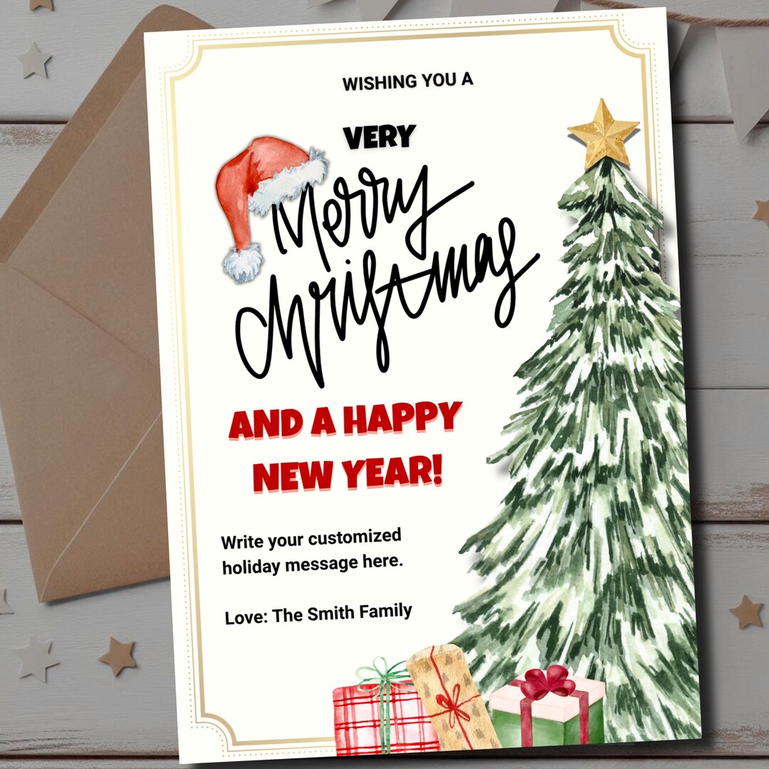 Editable Christmas Card Template With Matching Tags (digital Download ...