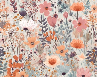 Black and White Wildflower Seamless Floral Digital Pattern for Crafting ...