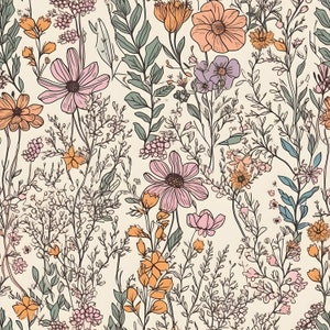 Wildflower Garden Floral Digital Pattern per progetti di artigianato e design