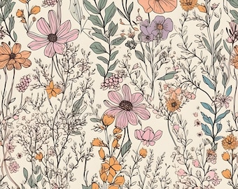 Wildflower Garden Seamless Floral Digital Pattern for Crafting and Design Projects