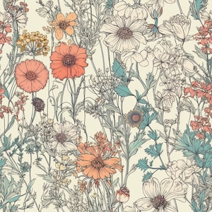 Wildflower Garden Seamless Floral Digital Pattern for Crafting and Design Projects abstract pattern