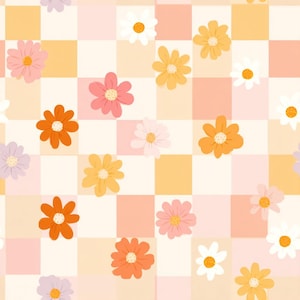 Spring Checkered Floral Digital Pattern for Crafting and Design Projects