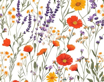 Wildflower Garden Floral Digital Pattern for Crafting and Design ...
