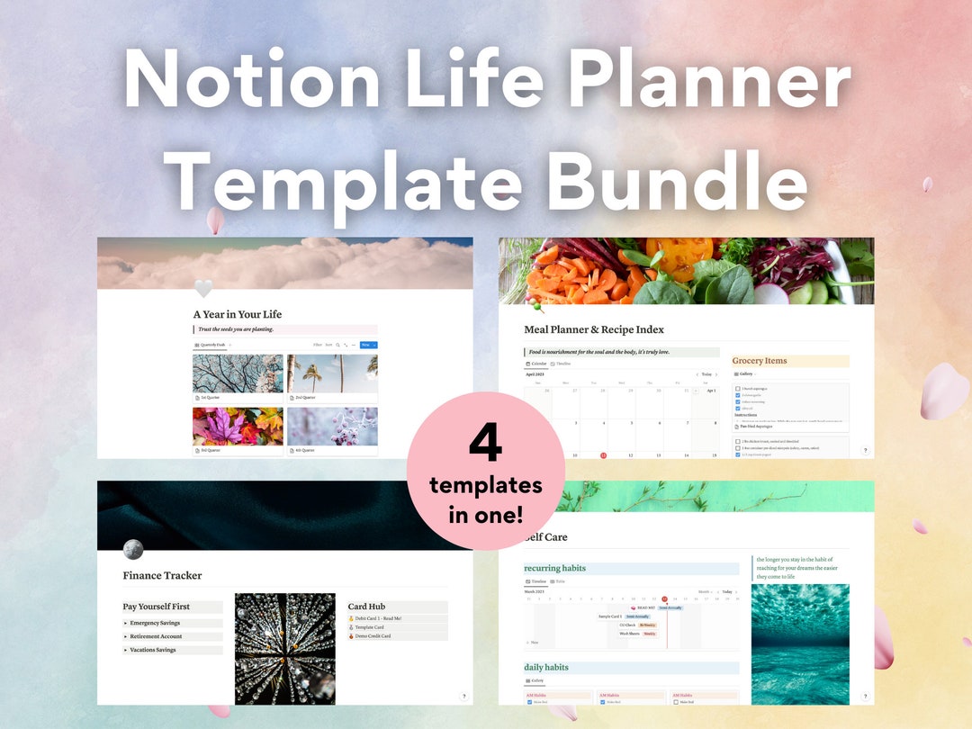 Notion Planner Template Bundle | All in One Life Planner Template ...