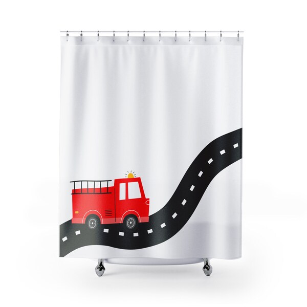 Red Truck Shower Curtain Etsy