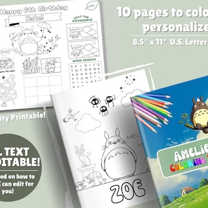 Studio Ghibli Coloring Pages, Custom Activity Printable | Totoro Digital Download | Printable Coloring Book for Kids & Adults, Party Favor