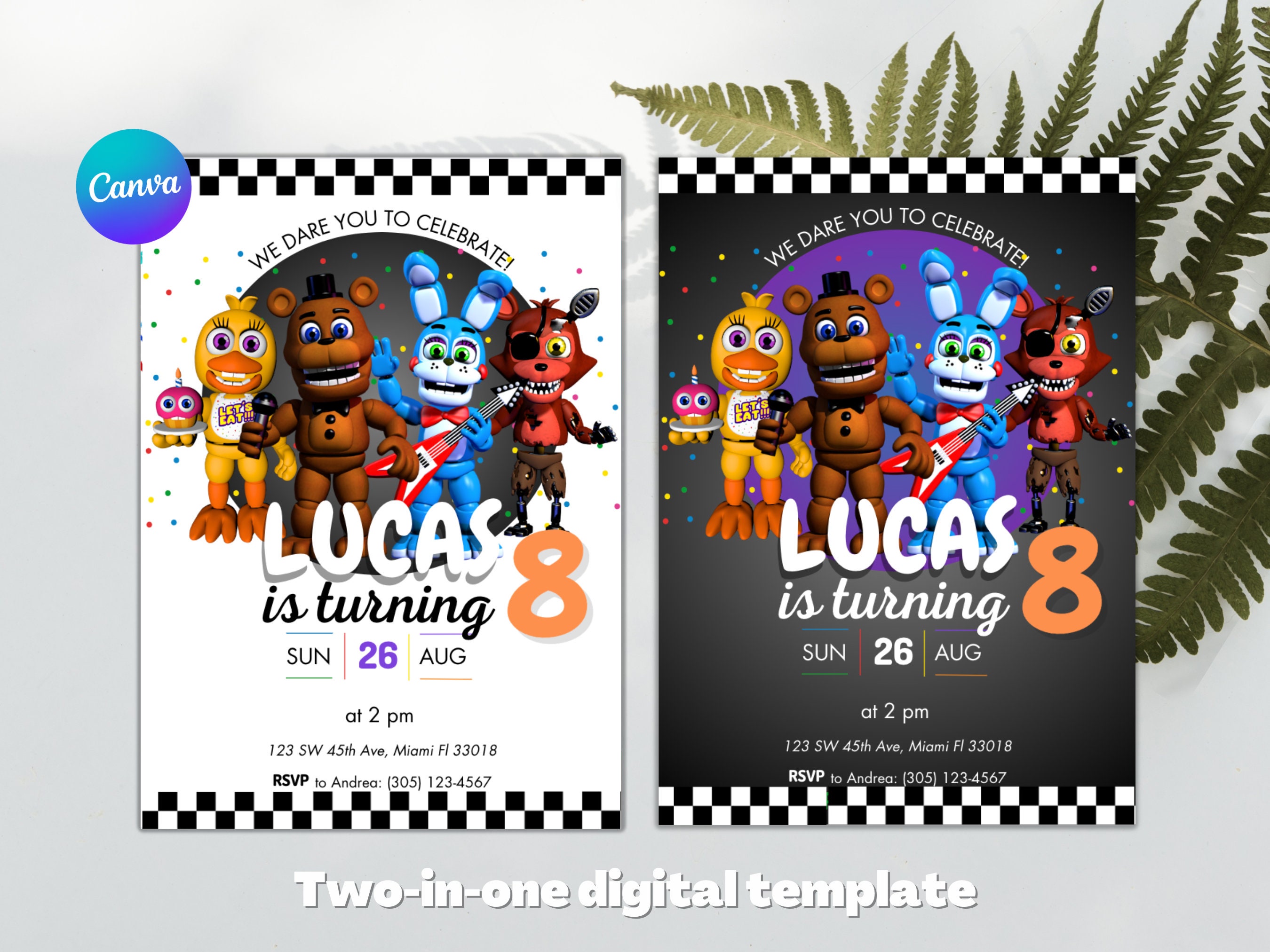 Editable Five Nights at Freddy's Invitation Free Thank You Card