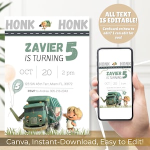 Trash Truck Birthday Invitation | Trash Truck Digital Invite | Kids Digital Invite | Trash Truck Netflix Birthday | Garbage Truck Birthday