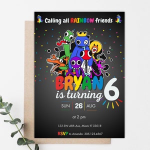Rainbow Friends Birthday Invitation Rainbow Friends Invitation Rainbow