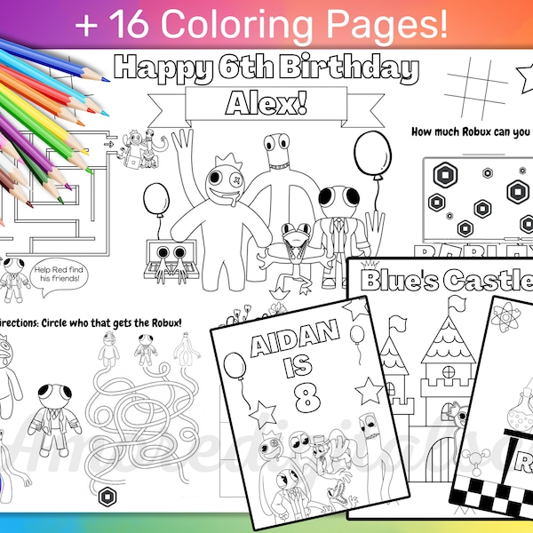 Rainbow Friends Coloring Pages, Activity Placemat, Booklet Coloring Pages Customizable, Rainbow Friends Roblox PDF Coloring Pages