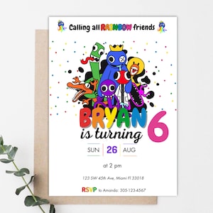 Rainbow Friends Birthday Invitation Rainbow Friends Invitation Rainbow