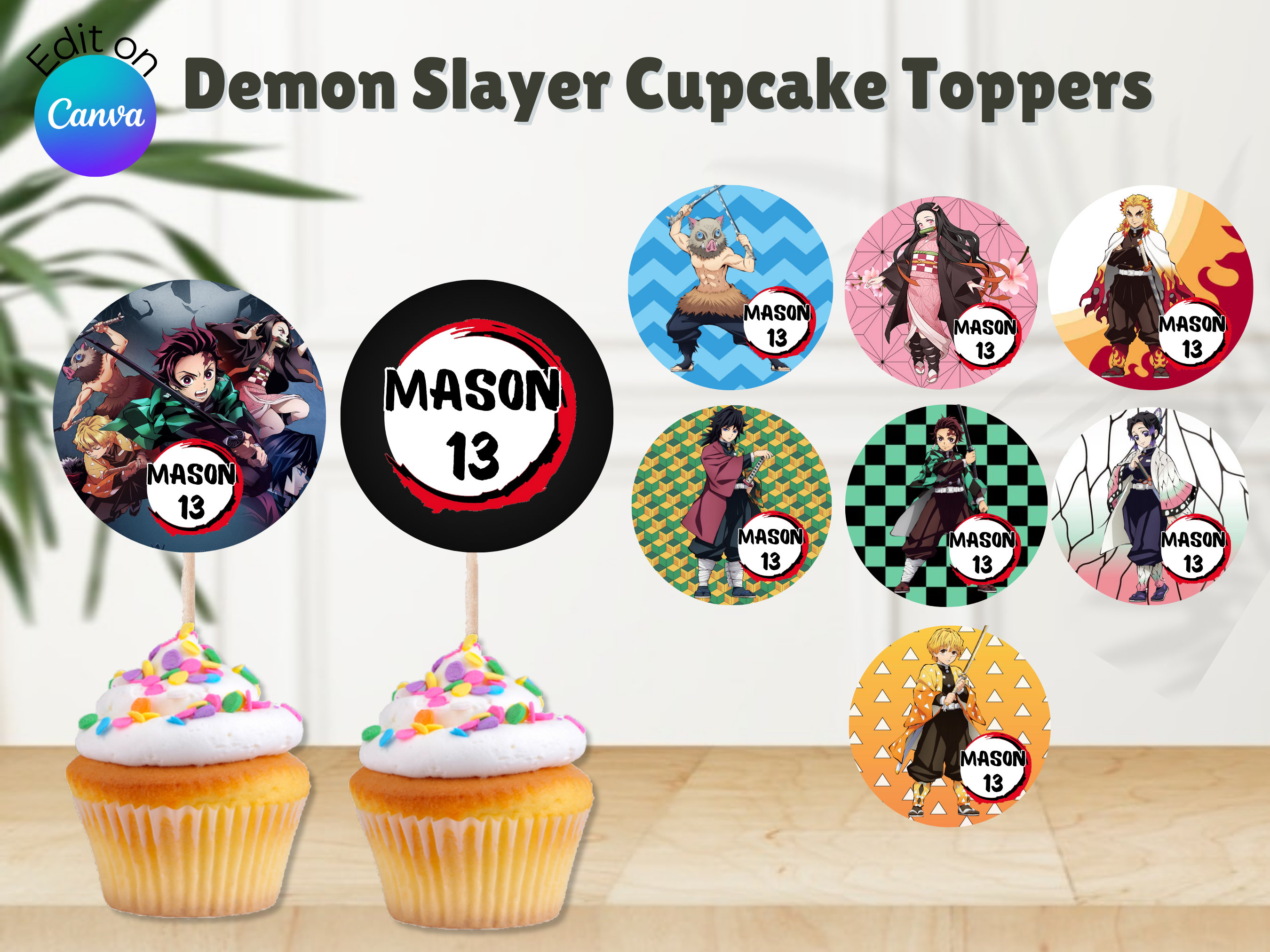 1Set Demon Slayer Kimetsu No Yaiba Balloons Anime Demon Slayer Birthday  Banner Cake Topper Girls Kids Birthday Party Decorations