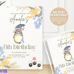 Invito di compleanno di Totoro / Invito Studio Ghibli / Festa del mio vicino Totoro / Invito di compleanno / Bomboniere / Forest Spirit