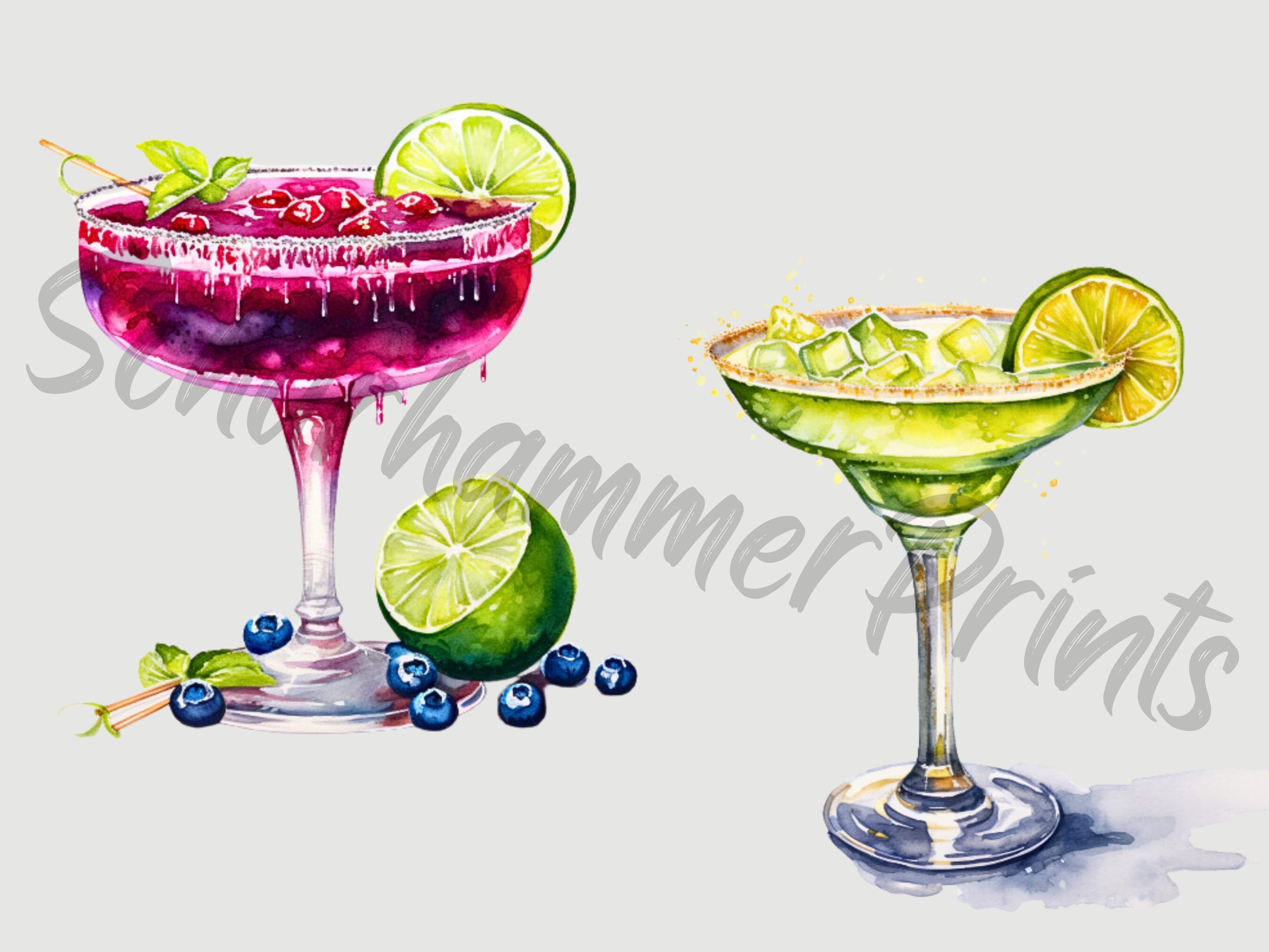 Watercolor Summer Cocktail Clipart, Cocktail Clipart, Tropical Drink ...