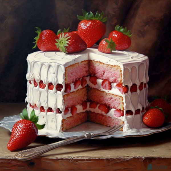 Strawberry cake triple layer strawberry cake strawberry, Digital, Recipe