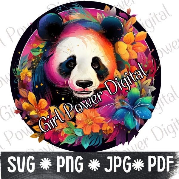 Colorful Panda PNG - Panda Bear SVG - Sublimation for Tshirt / Mugs, Trendy png/pdf/svg/jpg Files - Instant Download Art