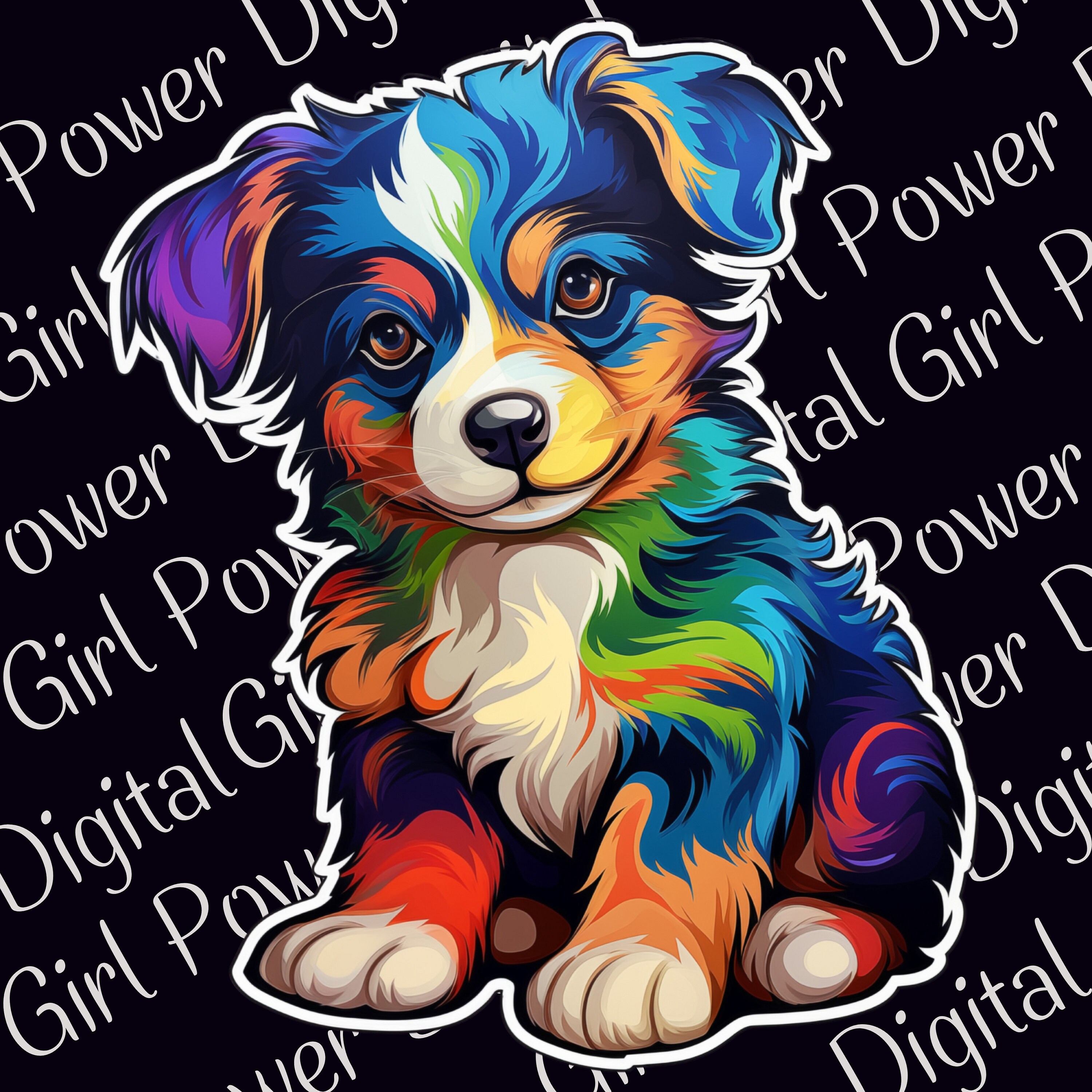 Colorful Puppy PNG - Rainbow Painted Dog SVG - Sublimation - Beautiful ...