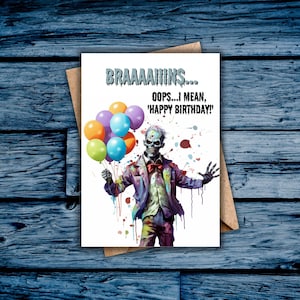 Zombie Geburtstagskarte, Horror Fan Geburtstagskarte, innen leer, gruseliges Thema, Zombie Party, drucken und teilen