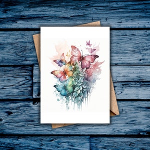 Hermosas Mariposas Tarjeta Imprimible, Tarjeta en Blanco para Cualquier Ocasión, Gracias, Sólo Porque, Condolencia, Cumpleaños, Día de la Madre