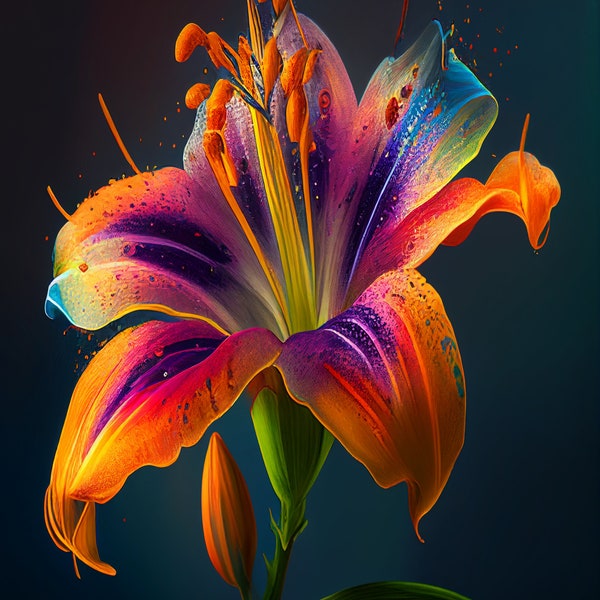 Orange and Purple Lily (Digital Download) - Wall Art - Beautiful Flower Print - Vibrant Lily - Bold Colors - Stunning Flower
