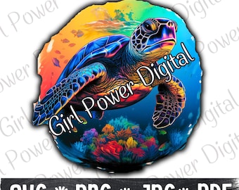 Colorful Turtle PNG - Multicolored Turtle SVG - Sublimation - Beautiful Image perfect for Tshirt/Mugs/Wall Art/Etc, Trendy png/pdf/svg/jpg