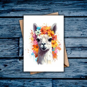 Schattige Llama Card, blanco kaart voor elke gelegenheid, bedankt, gewoon omdat, verjaardag, Moederdag, Instant Download, ik denk aan je