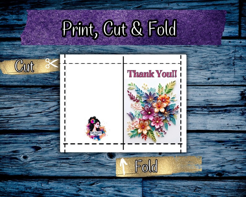Thank You Card Colorful Flowers Printable Thank You Digital - Etsy