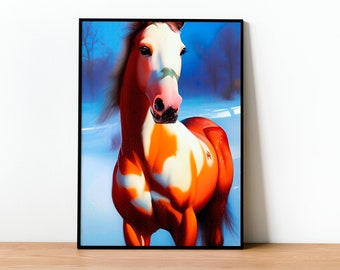 Digital Modern Horse Painting Print | Equestrian Wall Art Decor | Instant Download | Printable Poster