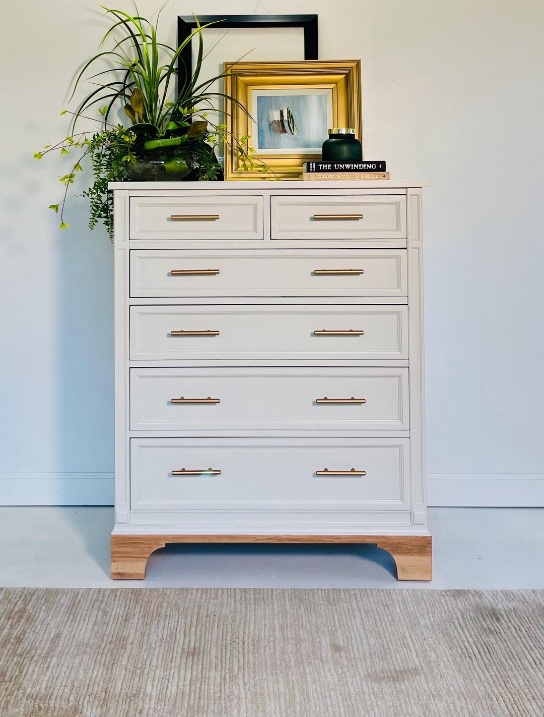 SOLD! Vintage Ivory 6-drawer Dresser