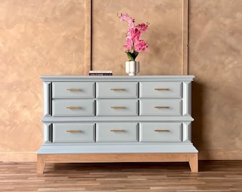 9-Drawer Blue Coastal Dresser