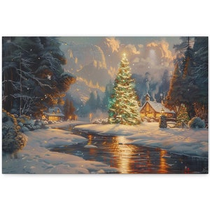 Winter Wall Art, Canvas Wall Art, Christmas Decor, Extra Large Wall Art, Christmas, Ready To Hang Canvas, Christmas Art, Holiday Art, #1811
