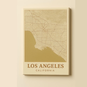 Los Angeles Map Leinwandkunst, Moderne Wanddekoration, Geographische Kunst, Geschenk für Haus oder Büro, Minimalistisches Poster, Vertikale Wanddekoration, 40x60