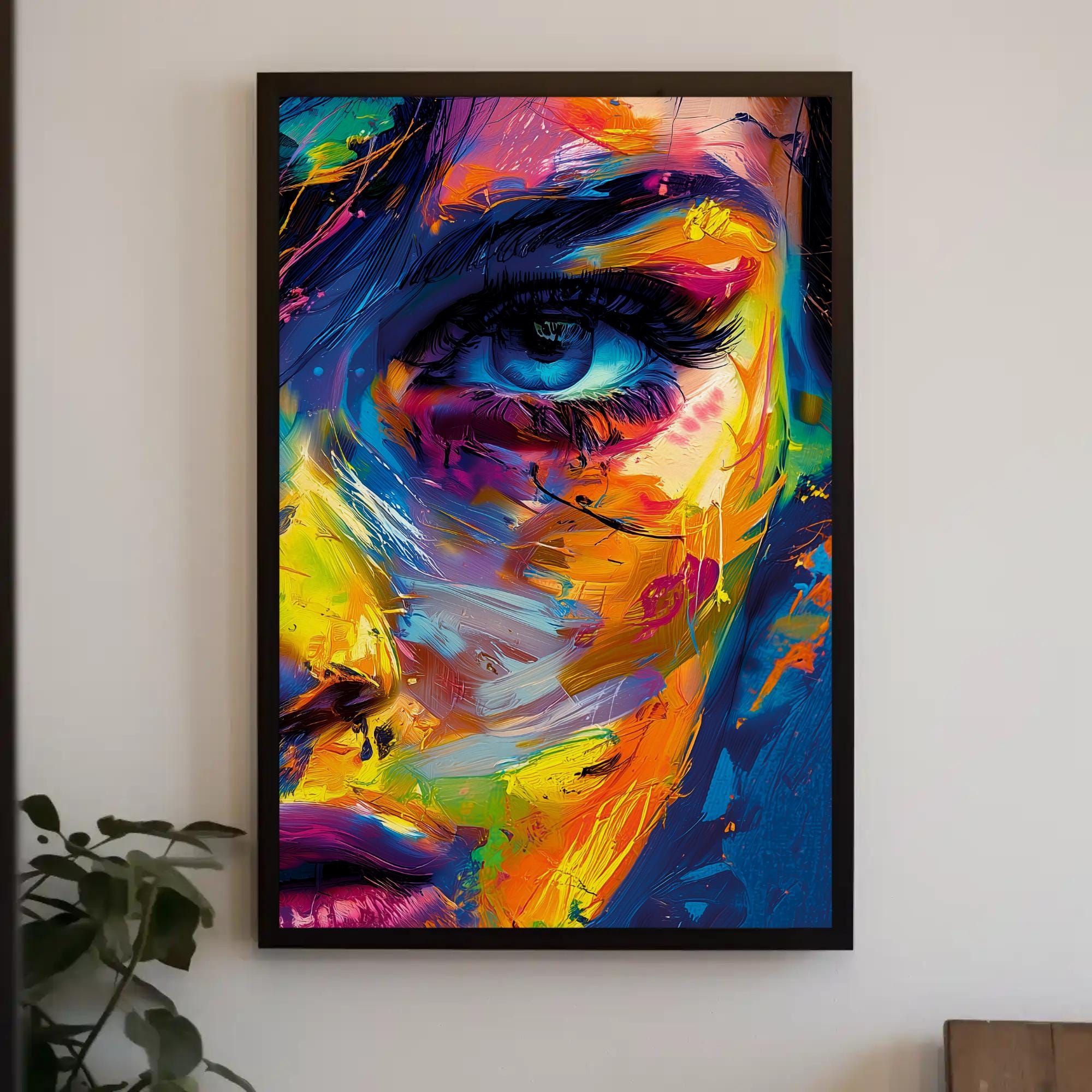 Abstract Female Portrait Canvas Art, Colorful Woman Face, Modern ...