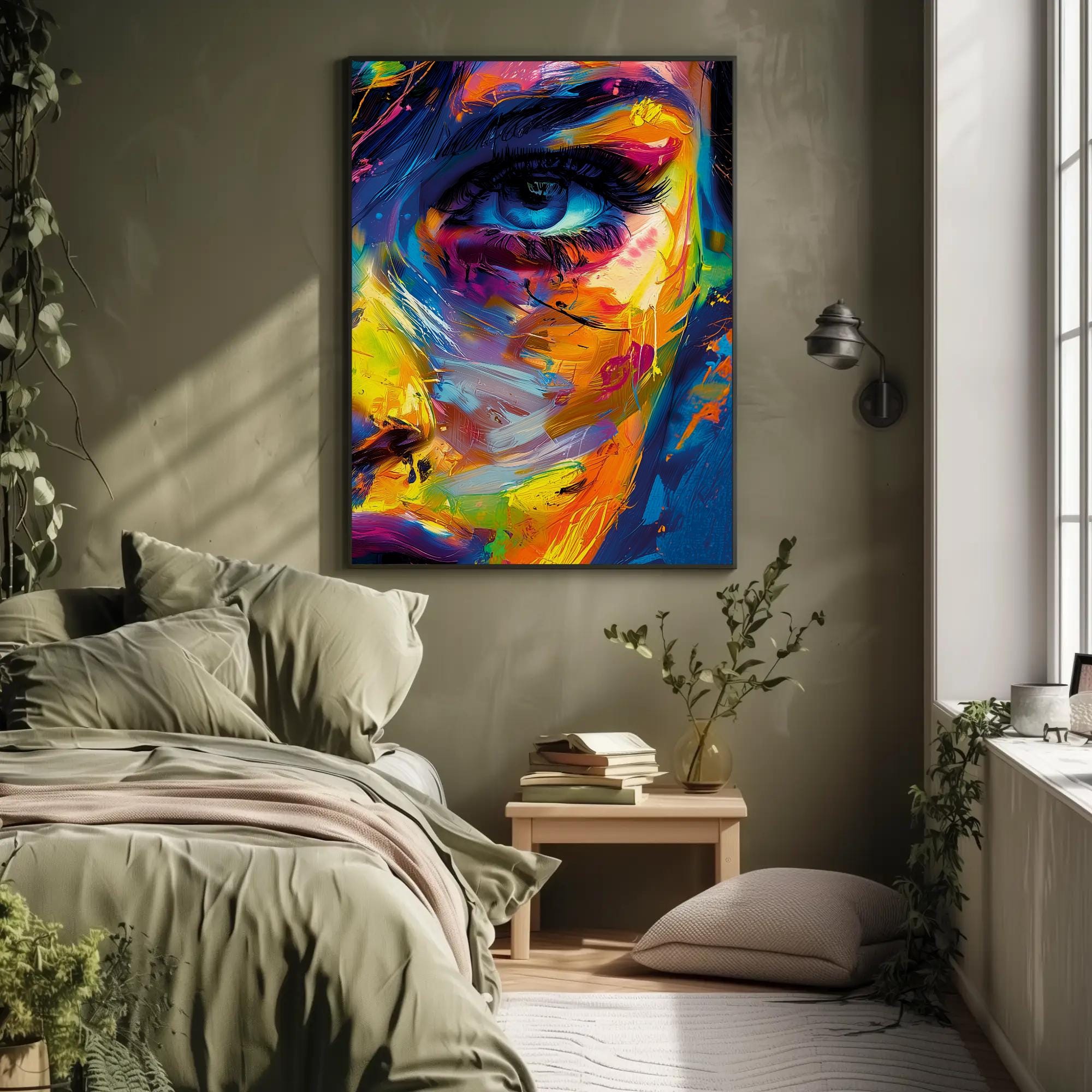 Abstract Female Portrait Canvas Art, Colorful Woman Face, Modern ...