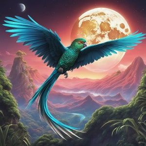 Quetzal Bird with Wonderful Tail, Ultra HD Realistic Colors, Highly Detailed, Wonderful Animal Wall Decor, DIGITAL PRINTABLE Wall Art #35