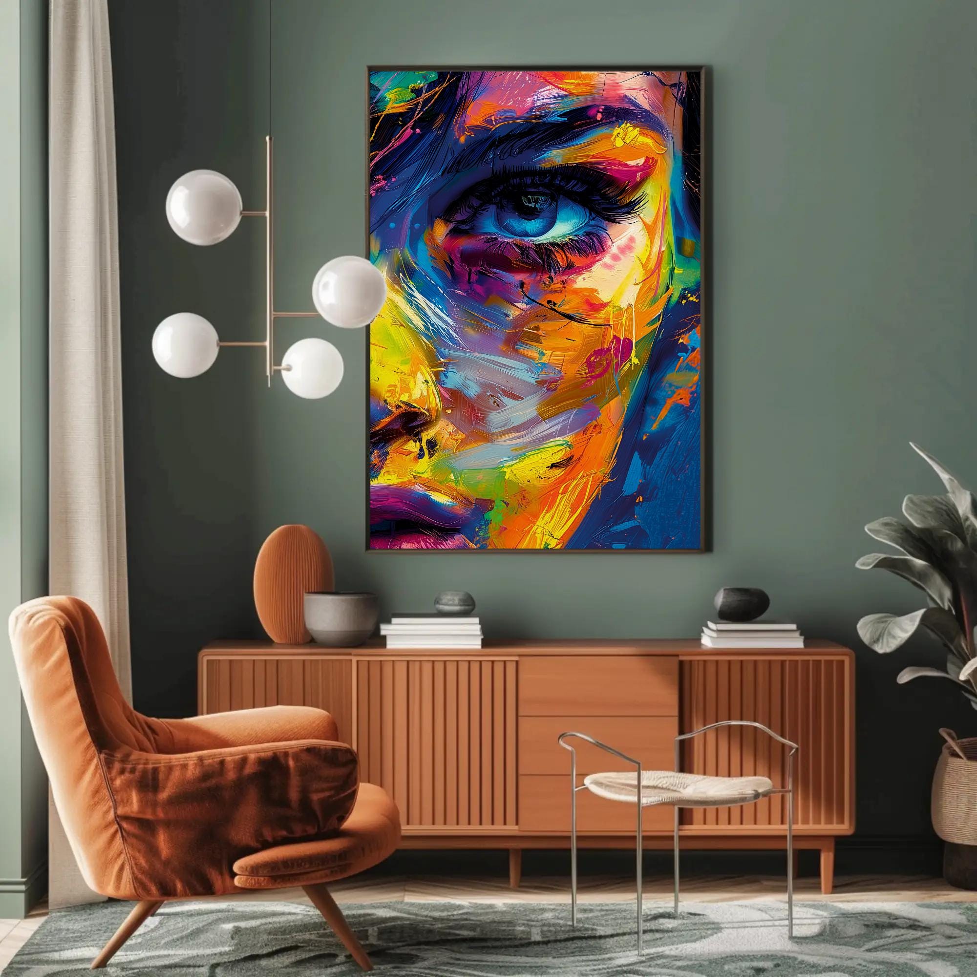Abstract Female Portrait Canvas Art, Colorful Woman Face, Modern ...