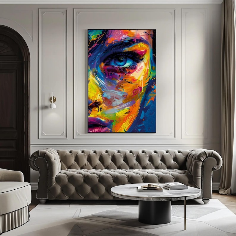 Abstract Female Portrait Canvas Art, Colorful Woman Face, Modern ...