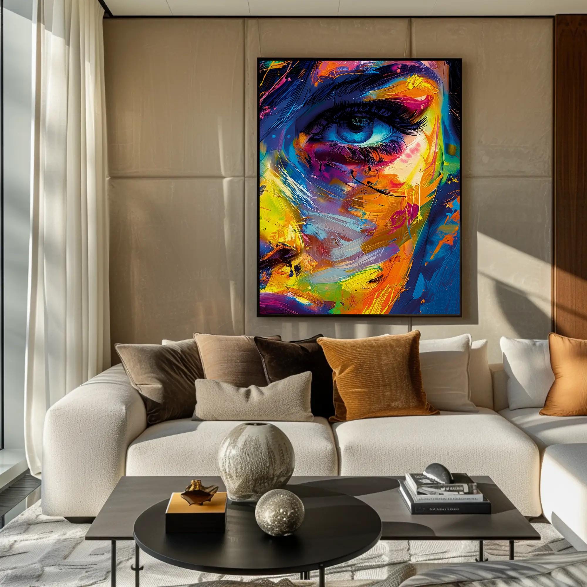 Abstract Female Portrait Canvas Art, Colorful Woman Face, Modern ...