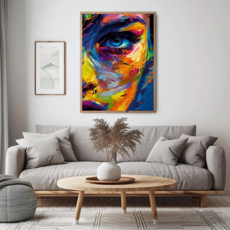 Abstract Female Portrait Canvas Art, Colorful Woman Face, Modern ...