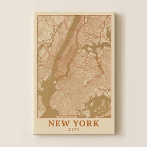 Art sur toile, carte de la ville de New York, affiche de New York minimaliste, décoration murale pour la maison, cadeau pour les amateurs de New York, art sur le thème du voyage, esthétique urbaine moderne