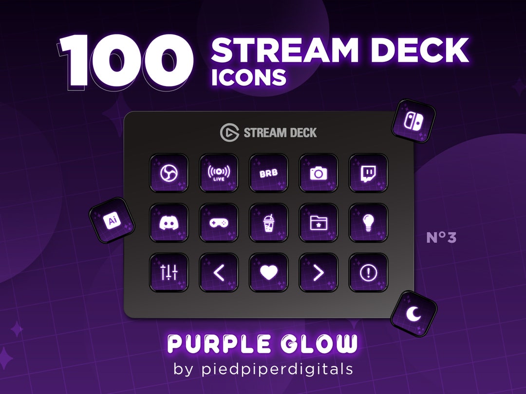 Purple Glow Stars Stream Deck Icon Set 100 Icons for Elgato Stream Deck ...