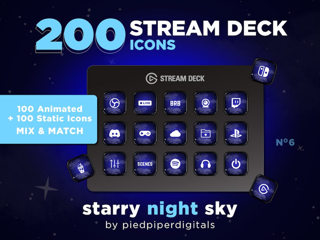 Starry Night Sky Animated Stream Deck Icons 200 Stream Deck - Etsy