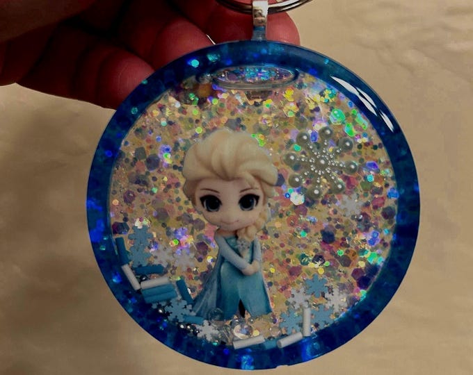 Frozen Character Keychains Blue/iridescent Elsa Frozen Girl Inspired Resin Shaker Keychain/bag ...