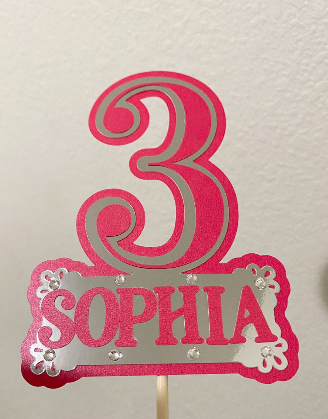 Happy Birthday Cake Topper Number Cake Topper Custom Name Etsy