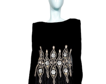 Vintage Mary McFadden Couture Velvet Gown: Beaded & Embroidered Saks Fifth Avenue Dress