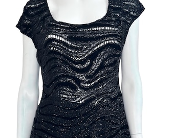 Vintage Valentino Couture Black Beaded Evening Top | Heavy Embellished Couture Piece | 1990’s