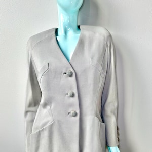 Vintage Valentino Couture Blazer: Sculptural Blue-Gray 80s/90s Jacket