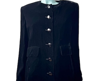 Vintage Valentino Night Collection Crushed Velvet Blazer: Sculptural Shoulders, Faceted Buttons