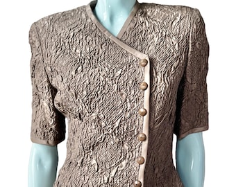 Vintage Valentino Couture Crushed Silk Jacket: Asymmetrical Closure, Fits Size 10